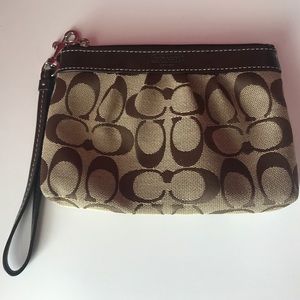 Brown signature Coach Wristlet